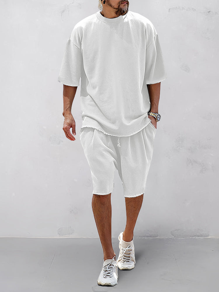 Casual Loose Fit Solid Sports Sets